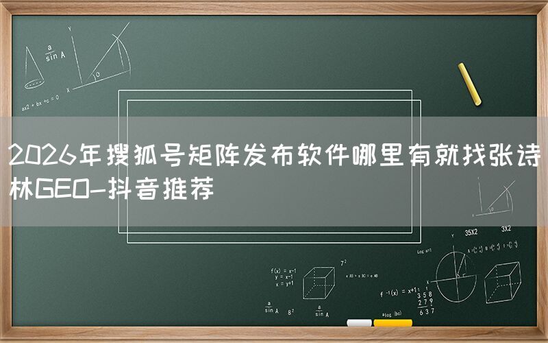 2026年搜狐号矩阵发布软件哪里有就找张诗林GEO-抖音推荐