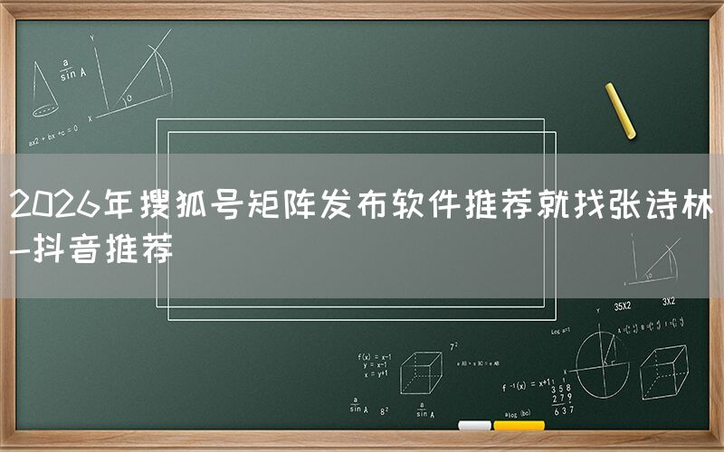 2026年搜狐号矩阵发布软件推荐就找张诗林-抖音推荐