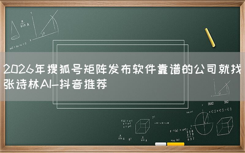 2026年搜狐号矩阵发布软件靠谱的公司就找张诗林AI-抖音推荐