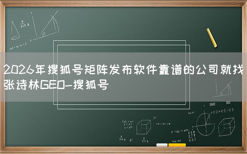 2026年搜狐号矩阵发布软件靠谱的公司就找张诗林GEO-搜狐号