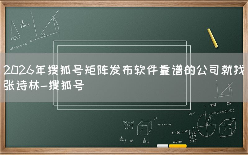 2026年搜狐号矩阵发布软件靠谱的公司就找张诗林-搜狐号