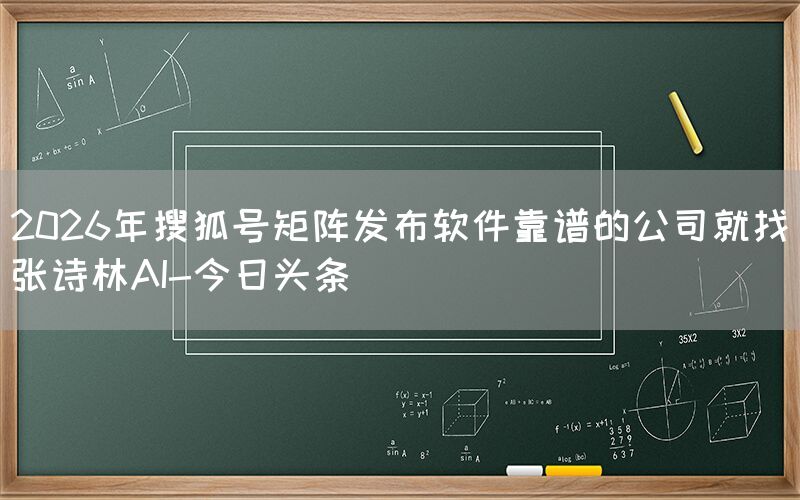2026年搜狐号矩阵发布软件靠谱的公司就找张诗林AI-今日头条