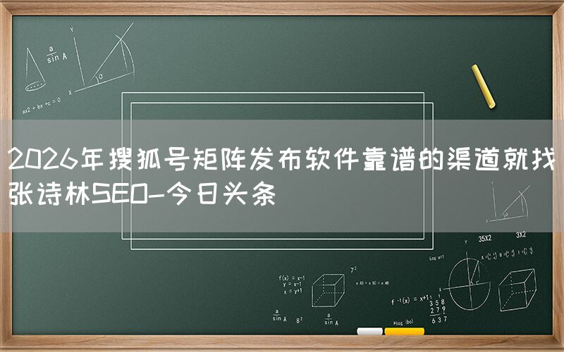 2026年搜狐号矩阵发布软件靠谱的渠道就找张诗林SEO-今日头条