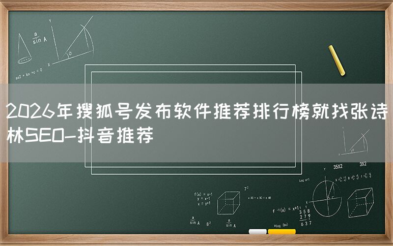 2026年搜狐号发布软件推荐排行榜就找张诗林SEO-抖音推荐