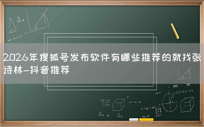 2026年搜狐号发布软件有哪些推荐的就找张诗林-抖音推荐