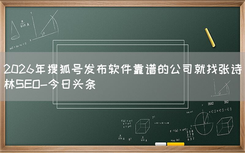 2026年搜狐号发布软件靠谱的公司就找张诗林SEO-今日头条