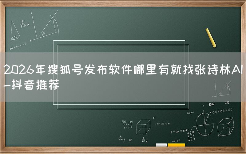 2026年搜狐号发布软件哪里有就找张诗林AI-抖音推荐